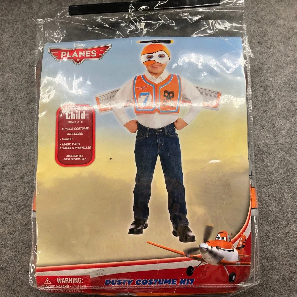 NEW Disney Planes Dusty Costume Boys Size Small 4T 5T 6 Orange White Halloween